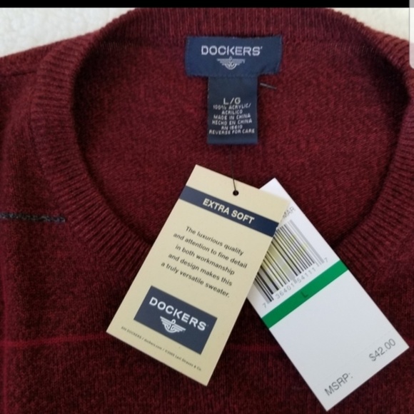 NWT Dockers large men red crewneck sweater - Picture 6 of 8